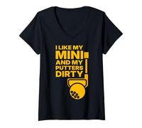 Women's I Like Mini and My Putters Dirty V-Neck T-Shirt