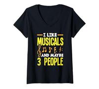 Womens I Like Musicals And Maybe 3 People Musical Lover V-Neck T-Shirt