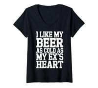 Womens I Like My Beer As Cold As My Ex's Heart Drinker Chill |- V-Neck T-Shirt