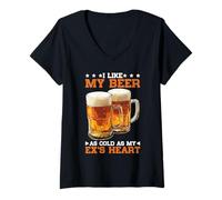 Womens I Like My Beer As Cold As My Ex's Heart Drinker Chill - V-Neck T-Shirt