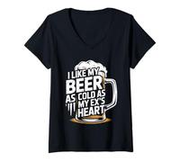 Womens I Like My Beer As Cold As My Ex's Heart Drinker Chill - V-Neck T-Shirt
