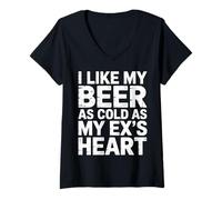 Womens I Like My Beer As Cold As My Ex's Heart Drinker Chill |- V-Neck T-Shirt