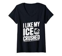 Womens I Like My Ice Crushed Funny Drink Lover Humor V-Neck T-Shirt