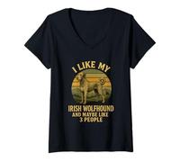 Womens I Like My Irish Wolfhound & 3 People Giant Breed Owner V-Neck T-Shirt