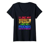 Womens I Like My Whiskey Straight But My Friends Can Go Eeither Way V-Neck T-Shirt