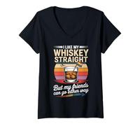 Womens I Like My Whiskey Straight Friends Can Go Either Way LGBTQ V-Neck T-Shirt