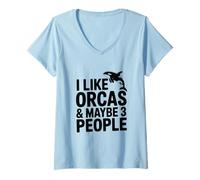 Women's I Like Orcas and Maybe 3 People V-Neck T-Shirt