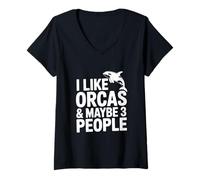 Women's I Like Orcas and Maybe 3 People V-Neck T-Shirt