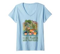 Womens I Like Plants More Than People Funny Introverts Plant Lover V-Neck T-Shirt