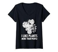 Womens I Like Plants More Than People Funny Introverts Plant Lover V-Neck T-Shirt
