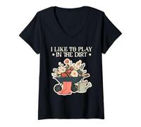 Womens I Like Play in the Dirt | Gardening | Farmer | Plant Lover V-Neck T-Shirt