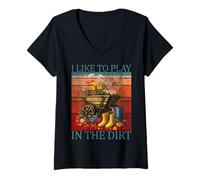 Womens I Like Play in the Dirt | Gardening | Farmer | Plant Lover V-Neck T-Shirt