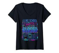 Women's I Like School When It's Closed Student Jokes Education V-Neck T-Shirt