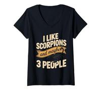 Women's I Like Scorpions and Maybe 3 Peop Funny Scorpion Saying V-Neck T-Shirt