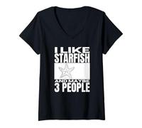 Women's I Like Starfish and Maybe 3 People Funny Starfishes V-Neck T-Shirt