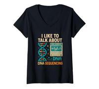 Womens I Like To Talk About DNA Sequencing Retro Science & Genetics V-Neck T-Shirt