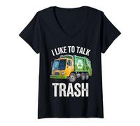 Womens I Like to Talk Trash Waste Management Garbage Collector V-Neck T-Shirt