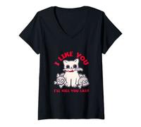 Womens I Like You I'll Kill You Last Murder Serial Killer V-Neck T-Shirt