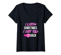 Womens I Listen Sometimes I Talk Back/Friends/Siblings and Kids V-Neck T-Shirt