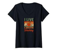 Women's I Live and Breathe Teaching V-Neck T-Shirt
