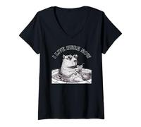 Women's I Live Here Now Funny Capybara Hot Tub Vacation Meme V-Neck T-Shirt