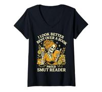 Women's I Look Better Bent Over a Book Funny Smut Reader Spicy V-Neck T-Shirt