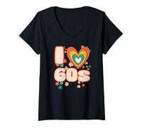 Womens I LOVE 60s retro swinging sixties groove vibe design V-Neck T-Shirt
