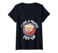 Women's I Love a Proper Fry Up Funny Breakfast Lover V-Neck T-Shirt