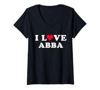 Womens I Love Abba Matching Girlfriend & Boyfriend Abba Name V-Neck T-Shirt