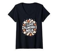 Womens I Love Almond Milk Nuts Splash Text V-Neck T-Shirt