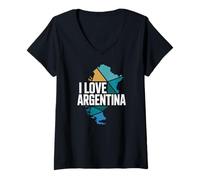 Womens I Love Argentina Map Mosaic Adventure V-Neck T-Shirt