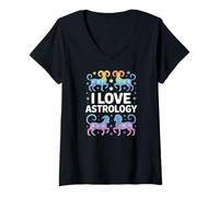 Womens I Love Astrology Zodiac Horoscope Stars V-Neck T-Shirt