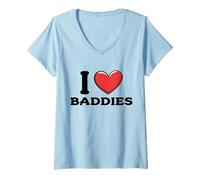Womens I Love Baddies V-Neck T-Shirt