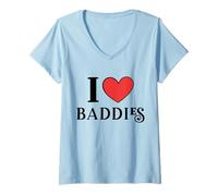 Womens I Love Baddies V-Neck T-Shirt