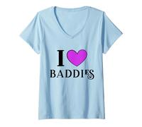 Womens I Love Baddies V-Neck T-Shirt