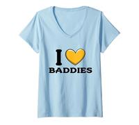 Womens I Love Baddies V-Neck T-Shirt