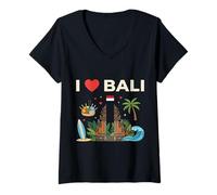 Women's I Love Bali Indonesia Travel Vacation V-Neck T-Shirt