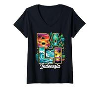 Women's I Love Bali Indonesia Vacation Souvenir V-Neck T-Shirt