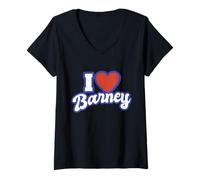 Women's I Love Barney V-Neck T-Shirt