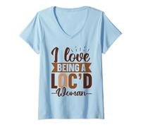 Womens I love being a loc'd woman - Dreadlocks V-Neck T-Shirt