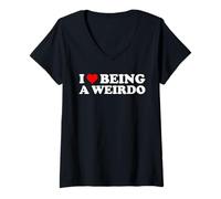Womens I Love Being A Weirdo Funny Sarcastic Weird Emo Goth Humor V-Neck T-Shirt