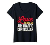 Women's I Love Being an Air Traffic Controller Air Traffic Control V-Neck T-Shirt