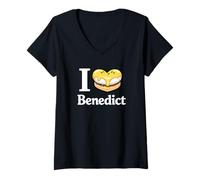 Women's I Love Benedict Food Lover Breakfast Eggs with Hollandaise V-Neck T-Shirt