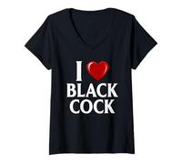 Women's I Love Black Cock I Heart Black Cock V-Neck T-Shirt