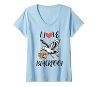 Womens I Love Blackpool Seaside Funny Seagull V-Neck T-Shirt