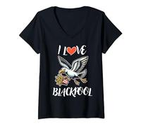 Womens I Love Blackpool Seaside Funny Seagull V-Neck T-Shirt