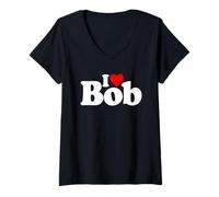 Women's I Love BOB I Heart Robert Name ON A TEE V-Neck T-Shirt