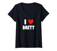 Womens I Love Brett - Heart V-Neck T-Shirt