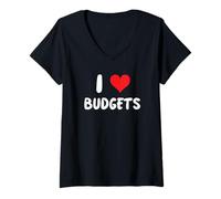Womens I Love Budgeting - Heart Fire Financial Independence Budget V-Neck T-Shirt