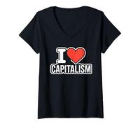 Womens I Love Capitalism V-Neck T-Shirt